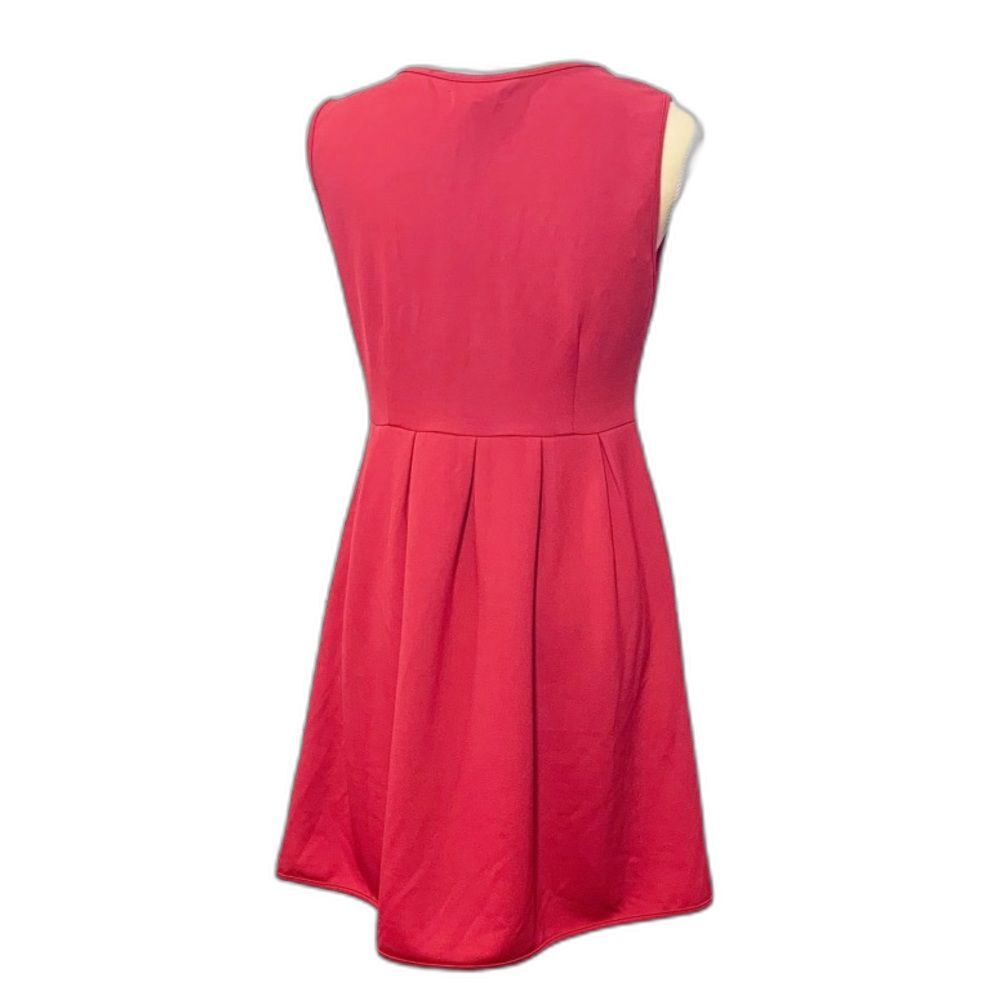 Tulle Red Fit & Flare Sleeveless Dress Small Pockets Side Zip Classic Chic - Picture 3 of 5